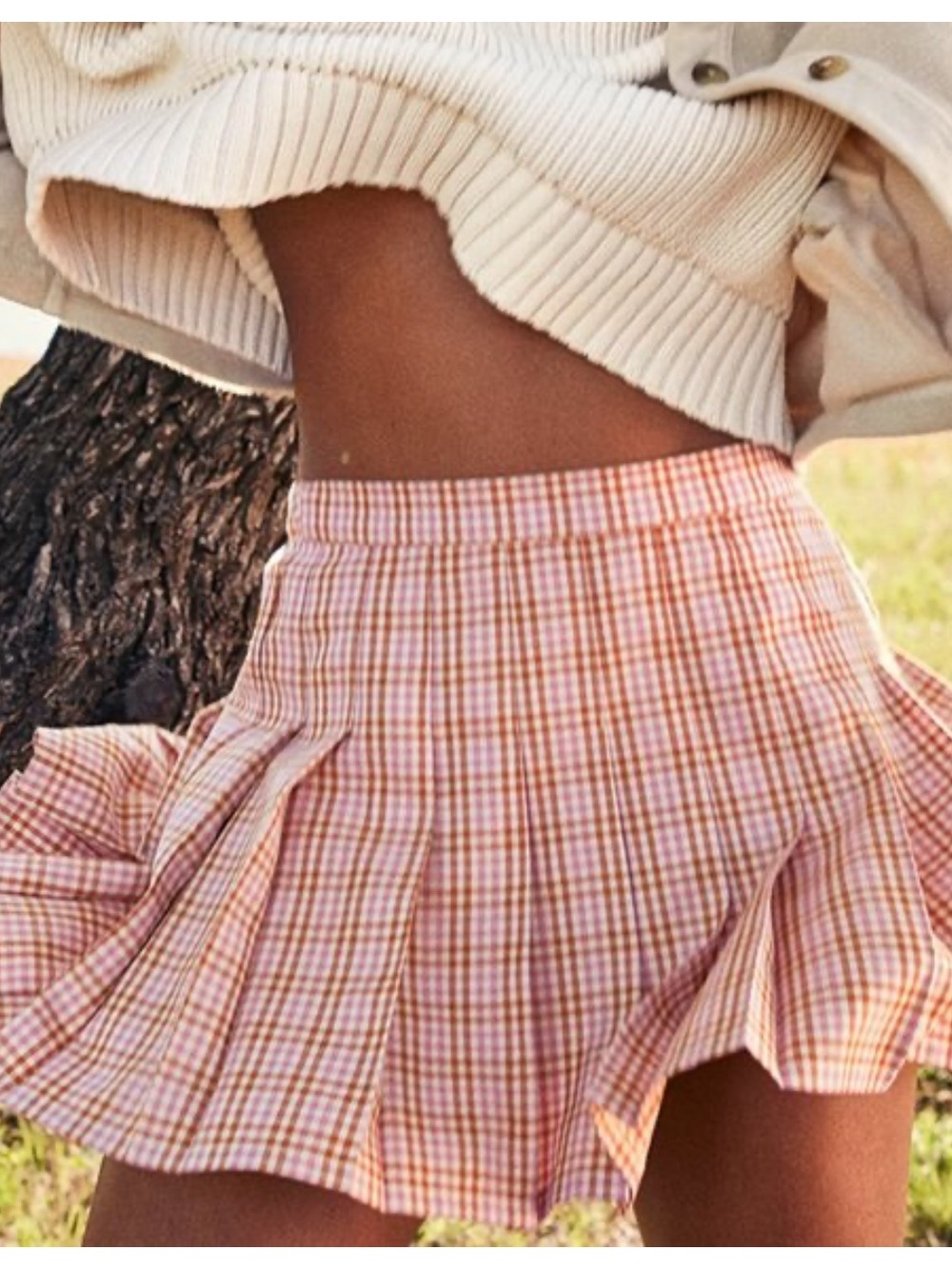 Aerie Class Act Mini Skirt Women's XS Plaid High Waisted Pleated Pink Preppy